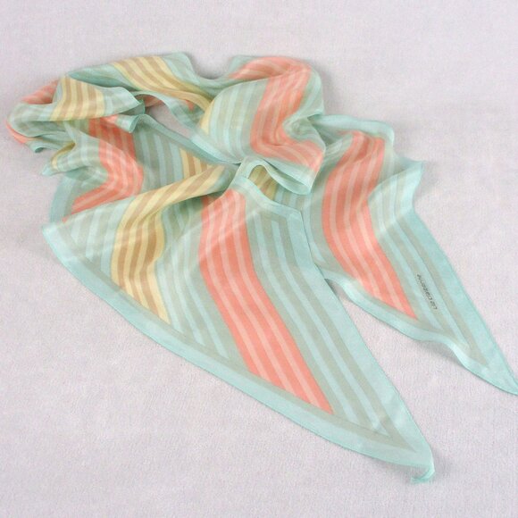 Five Vintage 1980s Liz Claiborne Silk Scarves Flowers and Stripes - Picture 6 of 7